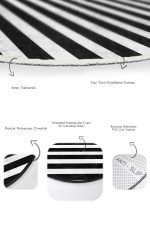 - RealHomes - Realhomes  Siyah Beyaz Çapraz Çizgi Tasarımlı 2'li Oval Kaymaz Tabanlı Banyo & Mutfak Paspas Takımı Realhomes