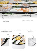 - RealHomes - Realhomes  Siyah Çizgili Zemin Kabak Tasarımlı 2'li Oval Kaymaz Tabanlı Banyo & Mutfak Paspas Takımı Realhomes