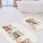 İskandinav Düz Çizgili 2'li Oval Kaymaz Tabanlı Banyo Halı Seti & Klozet Paspas Takımı Realhomes