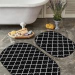 Pastel Renkli Zemin Onedraw Motifli Dijital Baskılı 2'li Oval Kaymaz Tabanlı Banyo & Mutfak Paspas Takımı Realhomes