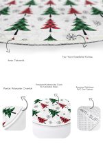 - RealHomes - Realhomes  Beyaz Zemin Ekose Çam Ağaçları Özel Tasarım 2'li Oval Kaymaz Tabanlı Banyo & Mutfak Paspas Takımı Realhomes