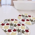 Siyah Zemin Geyik Y.N.T. Tasarımlı 2'li Oval Kaymaz Tabanlı Banyo & Mutfak Paspas Takımı Realhomes