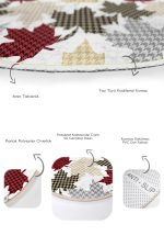 - RealHomes - Realhomes Ekose Yaprak Tasarımlı Yılbaşı Temalı 2'li Oval Kaymaz Tabanlı Banyo & Mutfak Paspas Takımı Realhomes