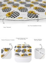 - RealHomes - Realhomes Kabak Temalı Ekose Motifli Dijital Baskılı 2'li Oval Kaymaz Tabanlı Banyo & Mutfak Paspas Takımı Realhomes