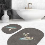 Mery Christmas Temalı Geyik Tasarımlı Dijital Baskılı 2'li Oval Kaymaz Tabanlı Banyo & Mutfak Paspas Takımı Realhomes