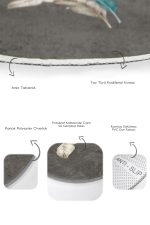 - RealHomes - Realhomes  Koyu Füme Zeminli Renkli Tüy Motifli 2'li Oval Kaymaz Tabanlı Banyo & Mutfak Paspas Takımı Realhomes