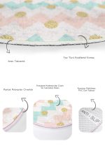 - RealHomes - Realhomes  Renkli Zigzag Motifli Gold Detaylı Dijital Baskılı 2'li Oval Kaymaz Tabanlı Banyo & Mutfak Paspas Takımı Realhomes