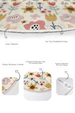 - RealHomes - Realhomes  Renkli Meyveler Özel Tasarım Çiçek Motifli 2'li Oval Kaymaz Tabanlı Banyo & Mutfak Paspas Takımı Realhomes