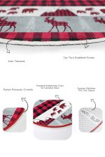 - RealHomes - Realhomes Yılbaşı Temalı Ekose Geyik Tasarımlı 2'li Oval Kaymaz Tabanlı Banyo & Mutfak Paspas Takımı Realhomes