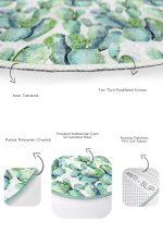 - RealHomes - Realhomes  Yeşil Kaktüs Temalı Dijital Baskılı 2'li Oval Kaymaz Tabanlı Banyo & Mutfak Paspas Takımı Realhomes