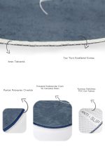 - RealHomes - Realhomes  Düz Renk Zemin Yaprak Çizimli Dijital Baskılı 2'li Oval Kaymaz Tabanlı Banyo & Mutfak Paspas Takımı Realhomes