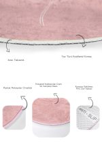 Pudra Zemin Çiçek Tasarımlı Dijital Baskılı 2'li Oval Kaymaz Tabanlı Banyo & Mutfak Paspas Takımı Realhomes