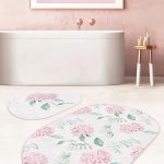 Gold Detaylı Sonbahar Yaprakları Özel Tasarımlı 2'li Oval Kaymaz Tabanlı Banyo & Mutfak Paspas Takımı Realhomes