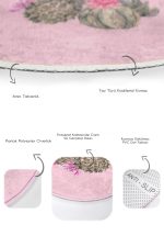 - RealHomes - Realhomes  Pembe Zemin Kaktüs Özel Tasarımlı 2'li Oval Kaymaz Tabanlı Banyo & Mutfak Paspas Takımı Realhomes