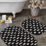 Mint Yeşili Temalı Yaprak Desenli 2'li Oval Kaymaz Tabanlı Banyo & Mutfak Paspas Takımı Realhomes