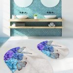 Kabak Eskitme Motifli Dijital Baskılı 2'li Oval Kaymaz Tabanlı Banyo & Mutfak Paspas Takımı Realhomes