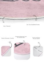 - RealHomes - Realhomes Love Temalı Pembe Zemin Dijital Baskılı 2'li Oval Kaymaz Tabanlı Banyo & Mutfak Paspas Takımı Realhomes