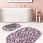 Siyah Kahve İnce Tüyler 2'li Oval Kaymaz Tabanlı Mutfak Paspas Seti & Banyo Halı Takımı Realhomes