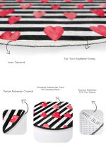 - RealHomes - Realhomes  Çizgili Zemin Kırmızı Kalp Tasarımlı Dijital Baskılı 2'li Oval Kaymaz Tabanlı Banyo & Mutfak Paspas Takımı Realhomes