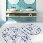 Onedraw Kadın Figürlü 2'li Oval Kaymaz Tabanlı Banyo Paspas Seti & Mutfak Paspas Takımı Realhomes