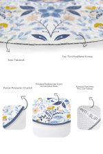 - RealHomes - Realhomes  Mavi Çini Motifli Kelebek Tasarımlı Dijital Baskılı 2'li Oval Kaymaz Tabanlı Banyo & Mutfak Paspas Takımı Realhomes