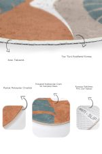 - RealHomes - Realhomes  Soyut Renkli Zemin Tropik Yaprak Baskılı 2'li Oval Kaymaz Tabanlı Banyo & Mutfak Paspas Takımı Realhomes