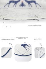 - RealHomes - Realhomes  Yılbaşı Temalı Lacivert Geyik Motifli Dijital Baskılı 2'li Oval Kaymaz Tabanlı Banyo & Mutfak Paspas Takımı Realhomes