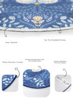 - RealHomes - Realhomes  Mavi Çini Çizimli Kelebek Özel Tasarım Dijital Baskılı 2'li Oval Kaymaz Tabanlı Banyo & Mutfak Paspas Takımı Realhomes