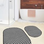 Kırmızı Ekose Motifli Yılbaşı Temalı 2'li Oval Mutfak Paspas Takımı & Banyo Halısı Seti Realhomes