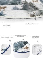 - RealHomes - Realhomes  Yılbaşı Temalı Çam Ağaçları Geyik Tasarımlı 2'li Oval Kaymaz Tabanlı Banyo & Mutfak Paspas Takımı Realhomes