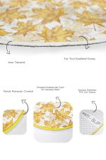 - RealHomes - Realhomes  Gold Yapraklar Özel Tasarım Dijital Baskılı 2'li Oval Kaymaz Tabanlı Banyo & Mutfak Paspas Takımı Realhomes