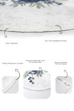 - RealHomes - Realhomes  Lacivert Gül Tasarımlı Dijital Baskılı 2'li Oval Kaymaz Tabanlı Banyo & Mutfak Paspas Takımı Realhomes