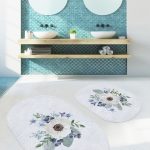 Onedraw Temalı Özel Tasarım Dijital Baskılı 2'li Oval Kaymaz Tabanlı Banyo & Mutfak Paspas Takımı Realhomes