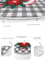 - RealHomes - Realhomes  Gri Ekose Zeminli Kırmızı Kuş Motifli 2'li Oval Kaymaz Tabanlı Banyo & Mutfak Paspas Takımı Realhomes