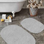 Renkli Tropik Yaprak Zigzag Motifli 2'li Oval Kaymaz Tabanlı Banyo & Mutfak Paspas Takımı Realhomes