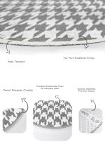 - RealHomes - Realhomes  Gri Kazayağı Desenli Dijital Baskılı 2'li Oval Kaymaz Tabanlı Banyo & Mutfak Paspas Takımı Realhomes