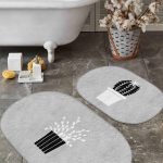 Krem Zemin Kelebek Motifli 2'li Oval Kaymaz Tabanlı Banyo & Mutfak Paspas Takımı Realhomes