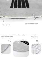 - RealHomes - Realhomes  Gri Zemin Saksılı Kaktüs Motifli 2'li Oval Kaymaz Tabanlı Banyo & Mutfak Paspas Takımı Realhomes