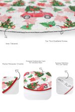 - RealHomes - Realhomes  Çam Ağacı Kırmızı Araba Dijital Baskılı 2'li Oval Kaymaz Tabanlı Banyo & Mutfak Paspas Takımı Realhomes