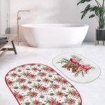 Pembe Gold Detaylı Terlik Tasarımlı 2'li Oval Kaymaz Tabanlı Banyo & Mutfak Paspas Takımı Realhomes