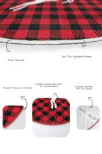 - RealHomes - Realhomes  Kırmızı Ekose Beyaz Geyik Tasarımlı 2'li Oval Kaymaz Tabanlı Banyo & Mutfak Paspas Takımı Realhomes