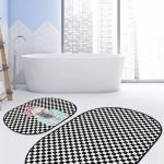 Yeşil Yapraklar Limon Desenli Özel Tasarım 2'li Oval Kaymaz Tabanlı Banyo & Mutfak Paspas Takımı Realhomes