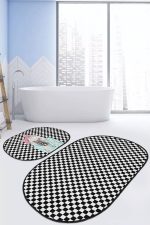 - RealHomes - Realhomes Dama Tasarım Fotoğraf Çeken Kız Motifli 2'li Oval Kaymaz Tabanlı Banyo & Mutfak Paspas Takımı Realhomes