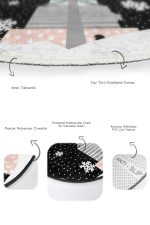 - RealHomes - Realhomes  Siyah Zemin Yılbaşı Temalı Hediye Paketleri 2'li Oval Kaymaz Tabanlı Banyo & Mutfak Paspas Takımı Realhomes