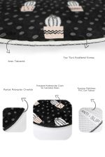 - RealHomes - Realhomes  Siyah Zemin Puantiyeli Kaktüs Tasarımlı 2'li Oval Kaymaz Tabanlı Banyo & Mutfak Paspas Takımı Realhomes