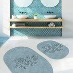 Bohem Motifli Etnik Tasarımlı 2'li Oval Kaymaz Tabanlı Banyo Paspas Takımı & Mutfak Paspas Seti Realhomes