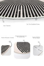 - RealHomes - Realhomes  Çizgili Onedraw Özel Tasarımlı 2'li Oval Kaymaz Tabanlı Banyo & Mutfak Paspas Takımı Realhomes