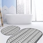 Pembe Zemin Papatya Motifli 2'li Oval Kaymaz Tabanlı Mutfak Halı Seti & Banyo Paspas Takımı Realhomes