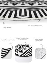 - RealHomes - Realhomes  Siyah Beyaz İskandinav Motifli Dijital Baskılı 2'li Oval Kaymaz Tabanlı Banyo & Mutfak Paspas Takımı Realhomes