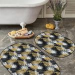 Pembe Zemin Yıldız Temalı 2'li Oval Kaymaz Tabanlı Banyo & Mutfak Paspas Takımı Realhomes